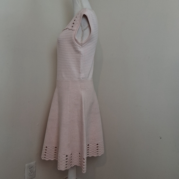 Ted Baker Jacquard Cut Out Baby Pink Skater Dress Size 4 U.S 8 - Picture 5 of 14
